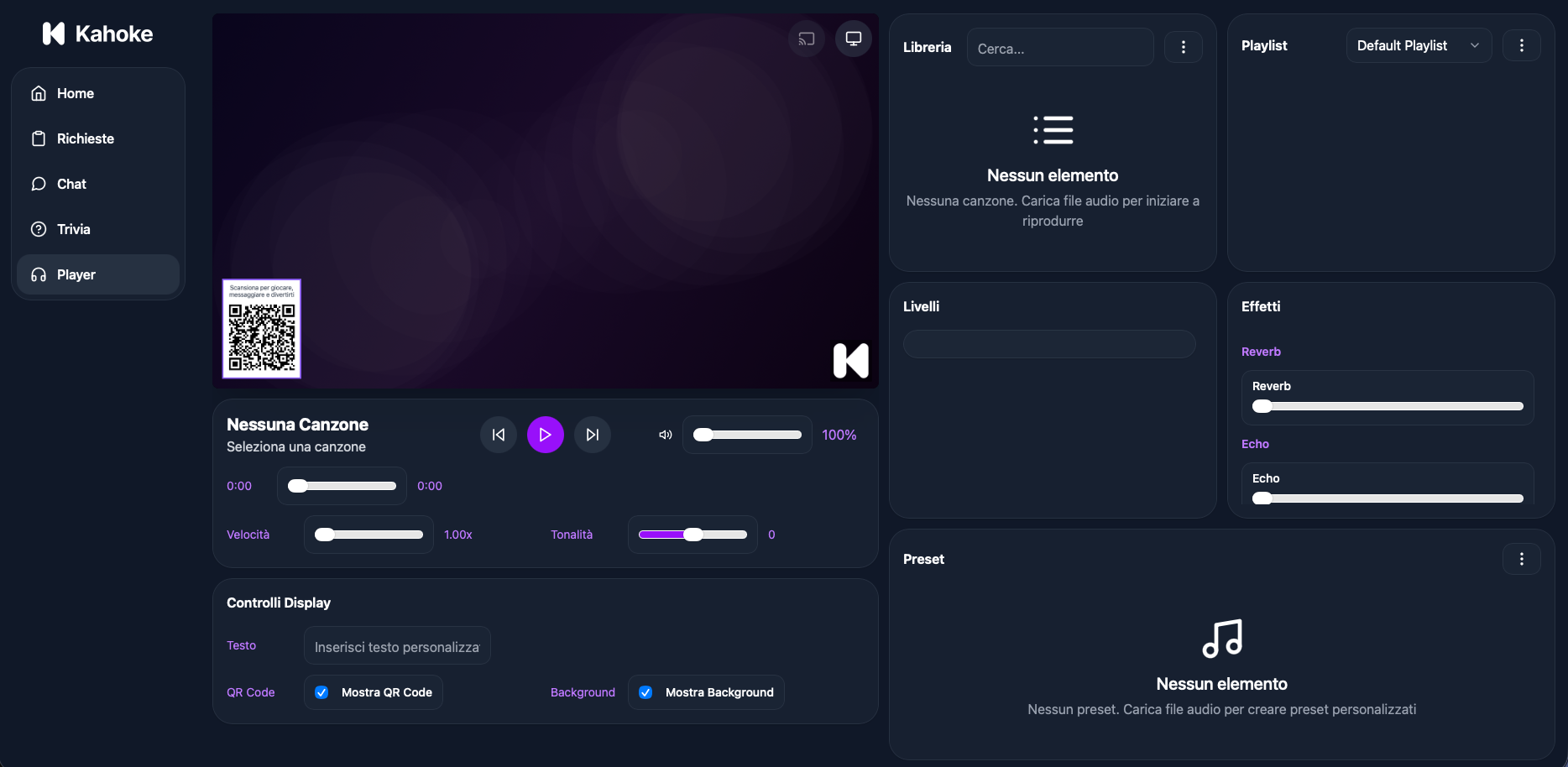 Screenshot dell'applicazione